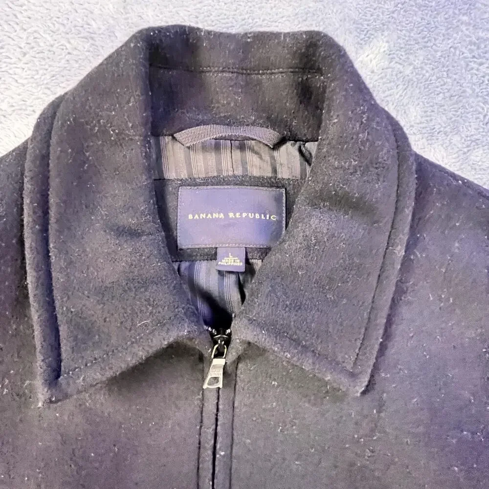 Banana Republic Jacket Mens Large Wool Cashmere Blend Full Zip Lined Bomber